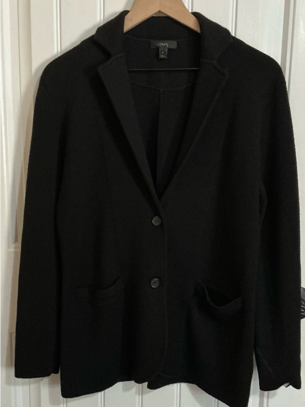 J.Crew Black Merino Wool Sweater Blazer Size S Knit Jacket